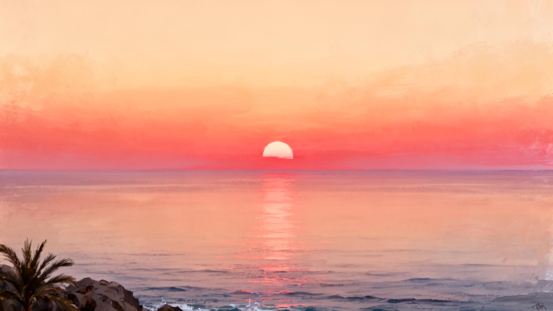 Soft Mediterranean sunset